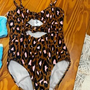 Leopard Print Cutout Swimsuit